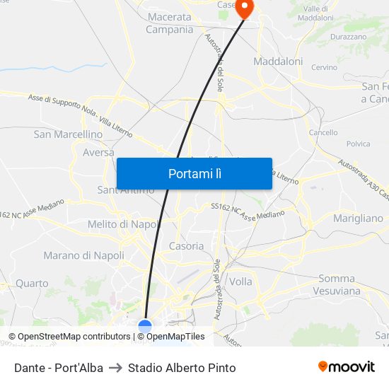 Dante - Port'Alba to Stadio Alberto Pinto map