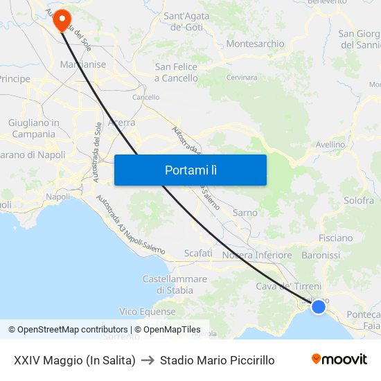 XXIV Maggio  (In Salita) to Stadio Mario Piccirillo map