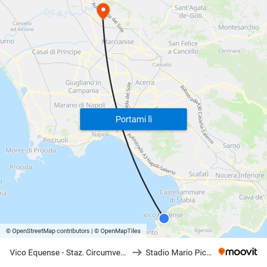 Vico Equense - Staz. Circumvesuviana to Stadio Mario Piccirillo map