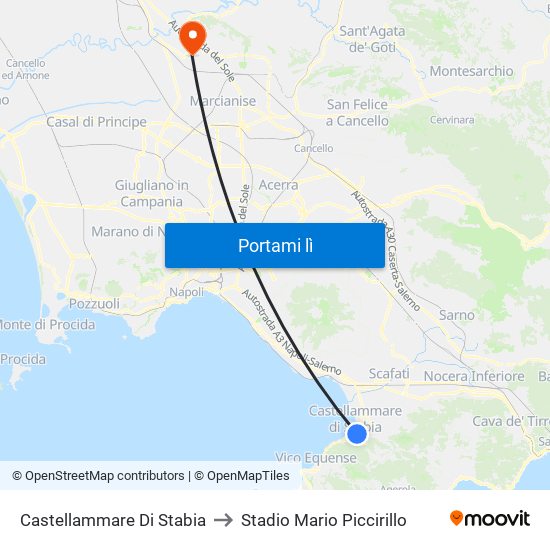 Castellammare Di Stabia to Stadio Mario Piccirillo map