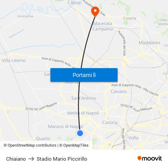 Chiaiano to Stadio Mario Piccirillo map