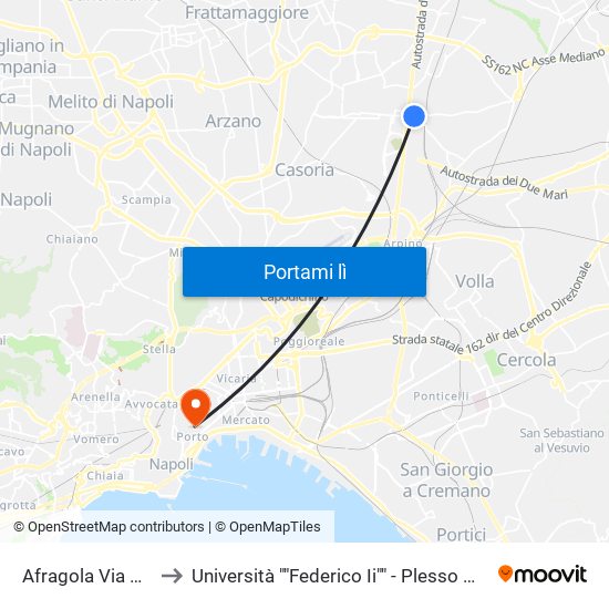 Afragola Via Saggese to Università ""Federico Ii"" - Plesso Mezzocannone 8 map