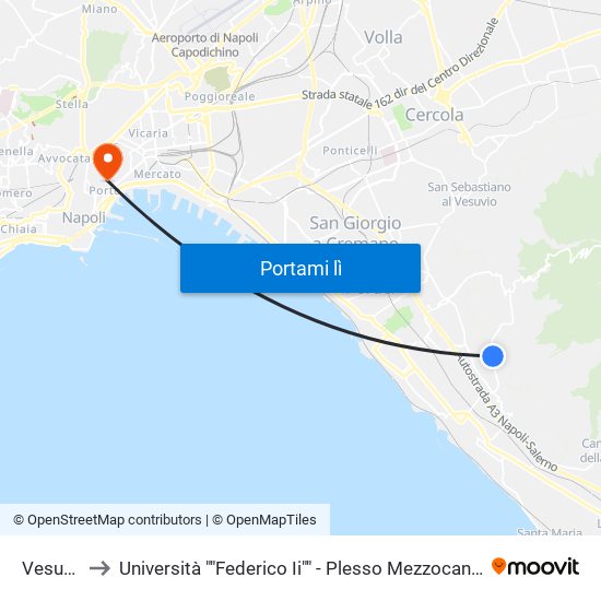 Vesuvio to Università ""Federico Ii"" - Plesso Mezzocannone 8 map