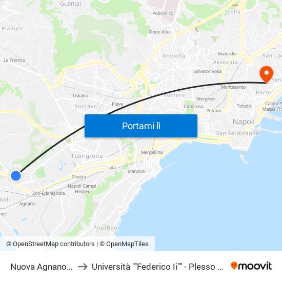 Nuova Agnano - Pendio to Università ""Federico Ii"" - Plesso Mezzocannone 8 map