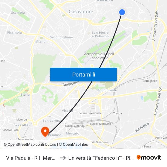 Via Padula - Rif. Mercato Ortofrutticolo to Università ""Federico Ii"" - Plesso Mezzocannone 8 map