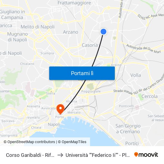 Corso Garibaldi - Rif. Distributore Api to Università ""Federico Ii"" - Plesso Mezzocannone 8 map