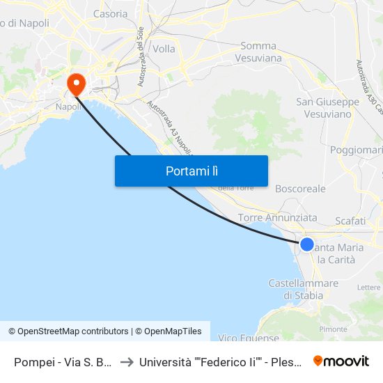 Pompei - Via S. Benedetto, 64 to Università ""Federico Ii"" - Plesso Mezzocannone 8 map