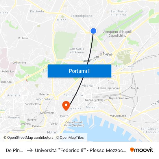 De Pinedo to Università ""Federico Ii"" - Plesso Mezzocannone 8 map