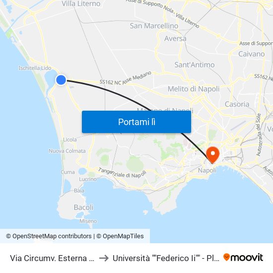 Via Circumv. Esterna - Rif. Civico N° 248 to Università ""Federico Ii"" - Plesso Mezzocannone 8 map