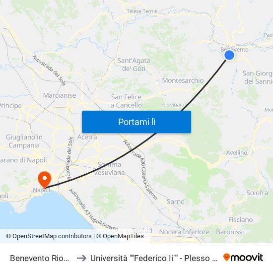 Benevento Rione Libertà to Università ""Federico Ii"" - Plesso Mezzocannone 8 map