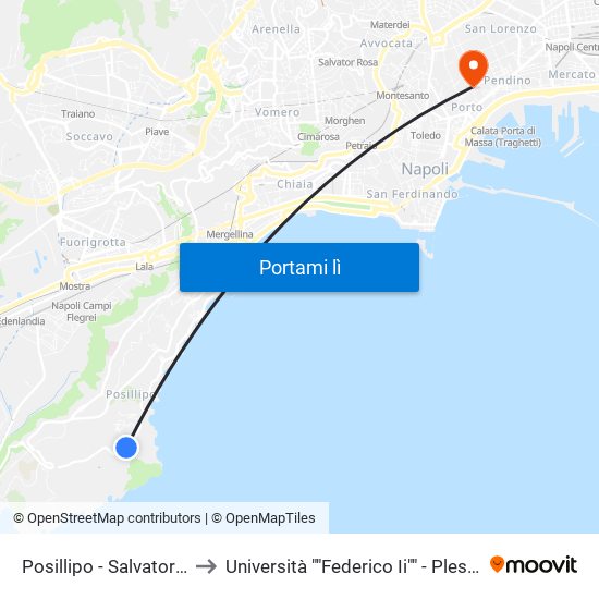 Posillipo - Salvatore Di Giacomo to Università ""Federico Ii"" - Plesso Mezzocannone 8 map