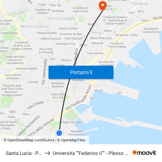 Santa Lucia - Plebiscito to Università ""Federico Ii"" - Plesso Mezzocannone 8 map