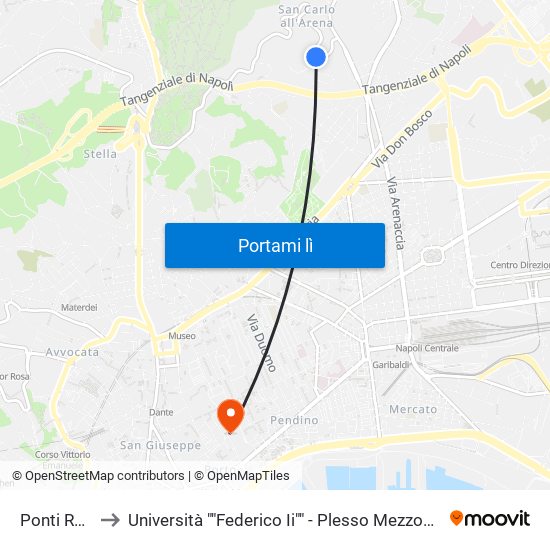 Ponti Rossi to Università ""Federico Ii"" - Plesso Mezzocannone 8 map