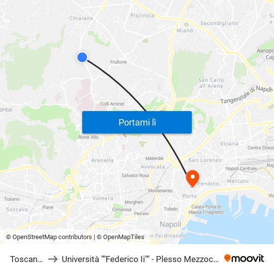 Toscanella to Università ""Federico Ii"" - Plesso Mezzocannone 8 map