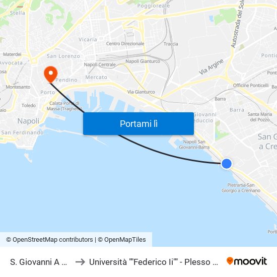 S. Giovanni A Teduccio to Università ""Federico Ii"" - Plesso Mezzocannone 8 map