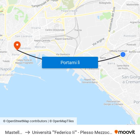Mastellone to Università ""Federico Ii"" - Plesso Mezzocannone 8 map