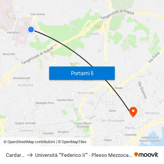 Cardarelli to Università ""Federico Ii"" - Plesso Mezzocannone 8 map