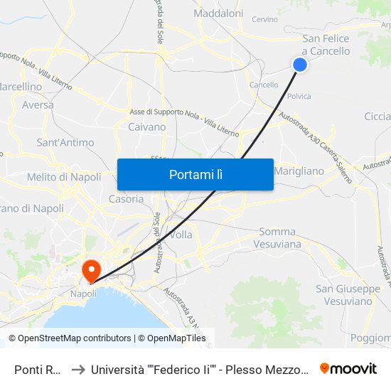 Ponti Rossi to Università ""Federico Ii"" - Plesso Mezzocannone 8 map