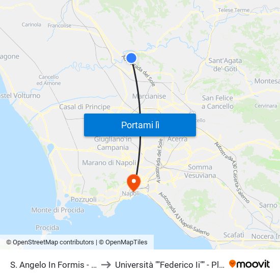 S. Angelo In Formis - Viale Della Libertà to Università ""Federico Ii"" - Plesso Mezzocannone 8 map