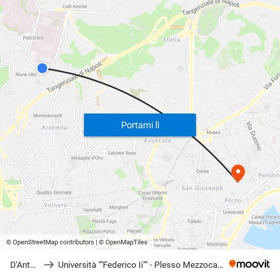 D'Antona to Università ""Federico Ii"" - Plesso Mezzocannone 8 map