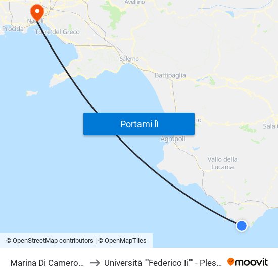 Marina Di Camerota- Via Bolivar to Università ""Federico Ii"" - Plesso Mezzocannone 8 map