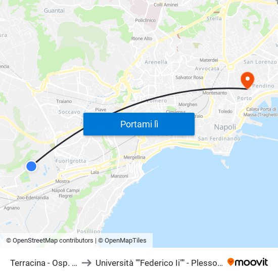 Terracina - Osp. San Paolo to Università ""Federico Ii"" - Plesso Mezzocannone 8 map