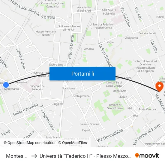 Montesanto to Università ""Federico Ii"" - Plesso Mezzocannone 8 map