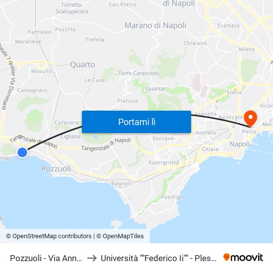 Pozzuoli - Via Annecchino, 133 to Università ""Federico Ii"" - Plesso Mezzocannone 8 map