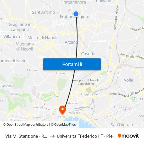 Via M. Stanzione - Rif. Civico N° 175 to Università ""Federico Ii"" - Plesso Mezzocannone 8 map