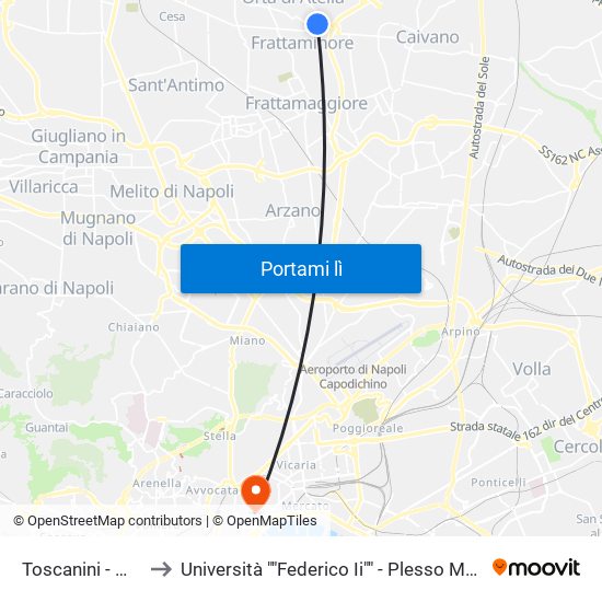 Toscanini - Mozzillo to Università ""Federico Ii"" - Plesso Mezzocannone 8 map