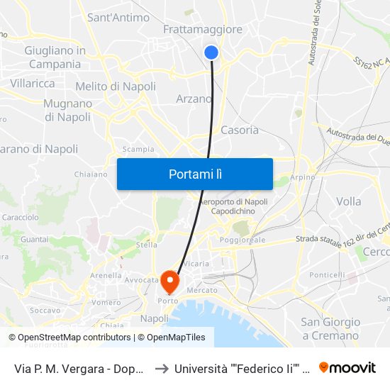 Via P. M. Vergara - Dopo Incrocio Con Via Milano to Università ""Federico Ii"" - Plesso Mezzocannone 8 map