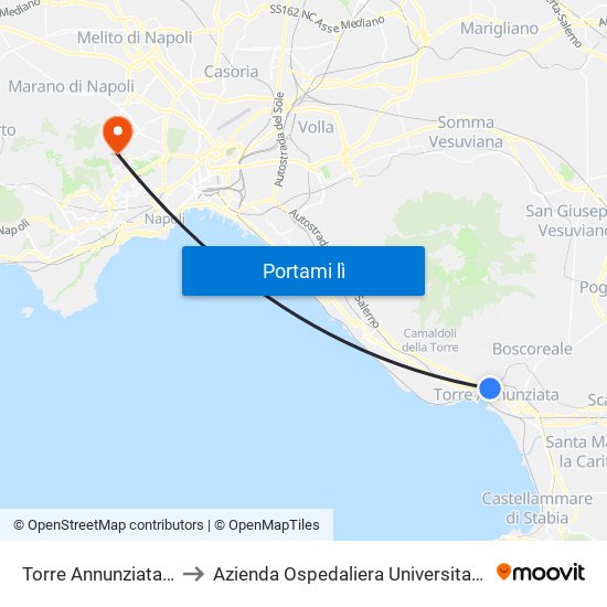 Torre Annunziata-Oplonti to Azienda Ospedaliera Universitaria Federico II map