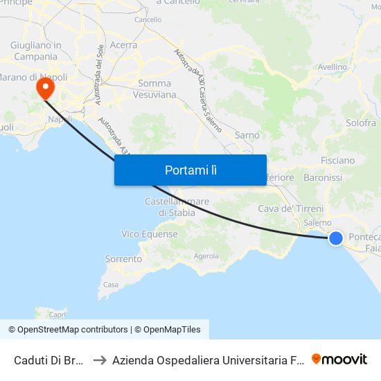 Caduti Di Brescia to Azienda Ospedaliera Universitaria Federico II map