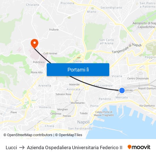 Lucci to Azienda Ospedaliera Universitaria Federico II map