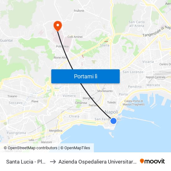 Santa Lucia - Plebiscito to Azienda Ospedaliera Universitaria Federico II map