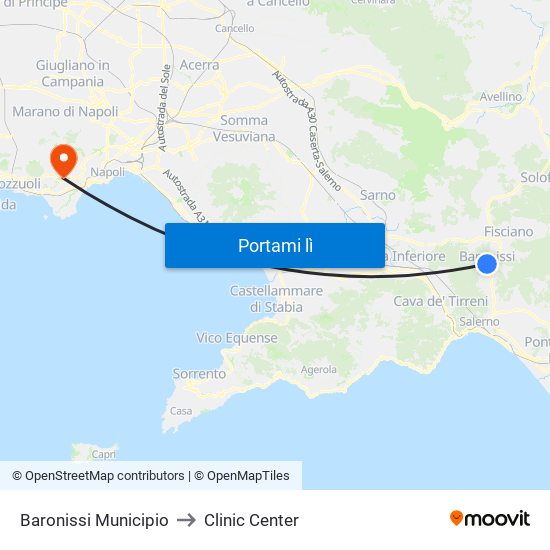 Baronissi Municipio to Clinic Center map