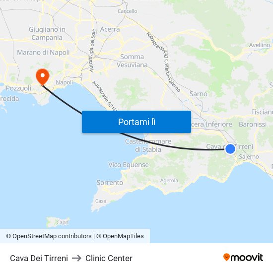 Cava Dei Tirreni to Clinic Center map