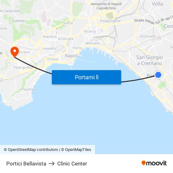 Portici Bellavista to Clinic Center map