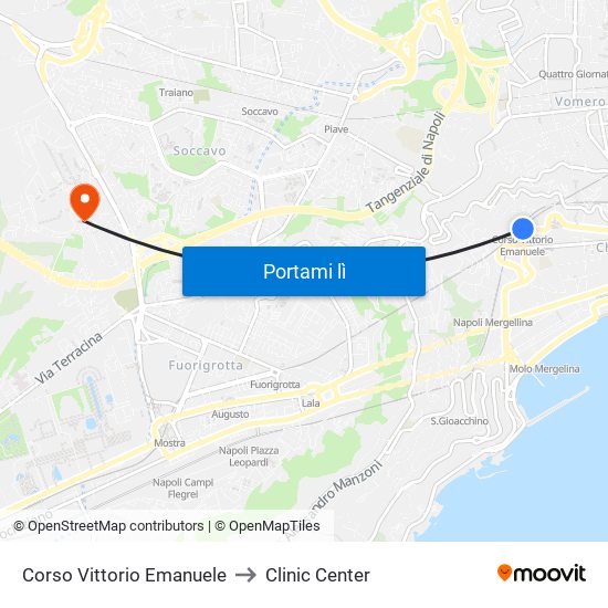 Corso Vittorio Emanuele to Clinic Center map