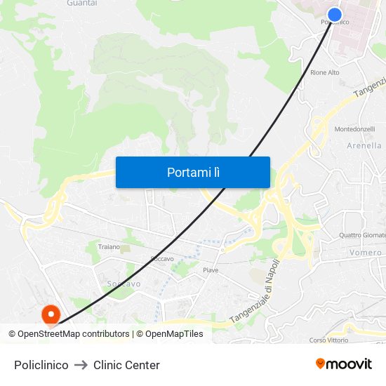 Policlinico to Clinic Center map