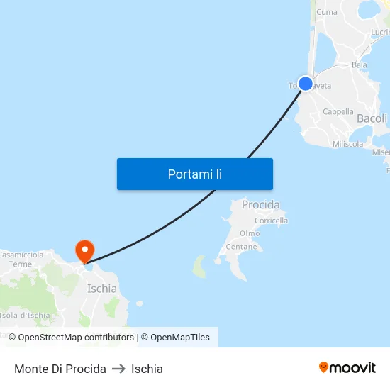 Monte Di Procida to Ischia map