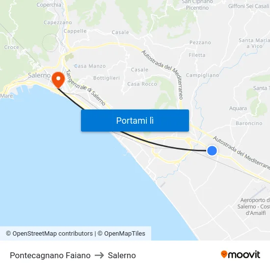 Pontecagnano Faiano to Salerno map