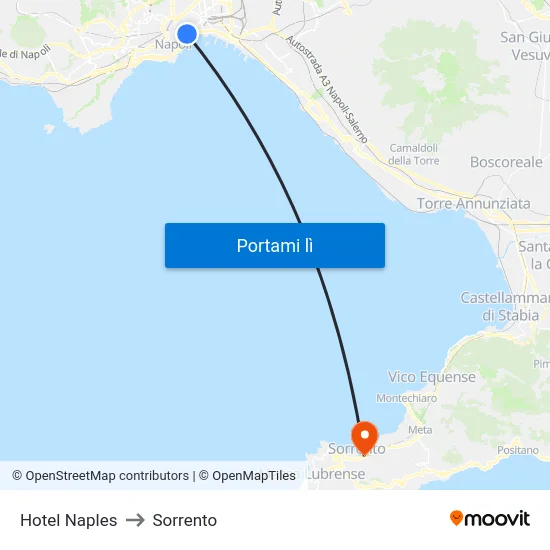 Hotel Naples to Sorrento map