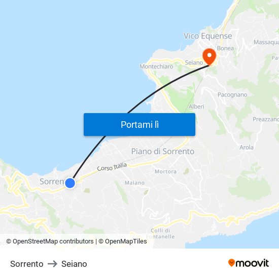 Sorrento to Seiano map