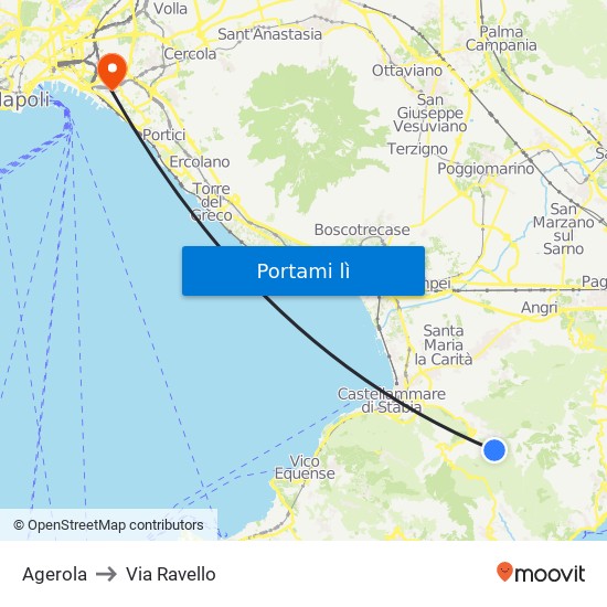 Agerola to Via Ravello map