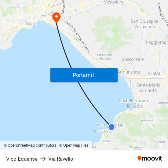 Vico Equense to Via Ravello map