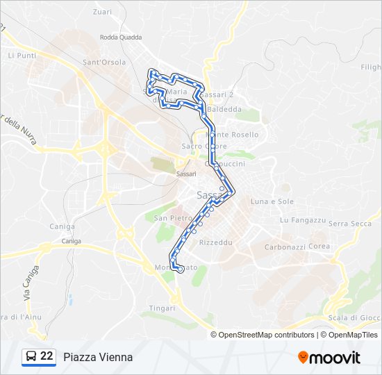 22 bus Line Map