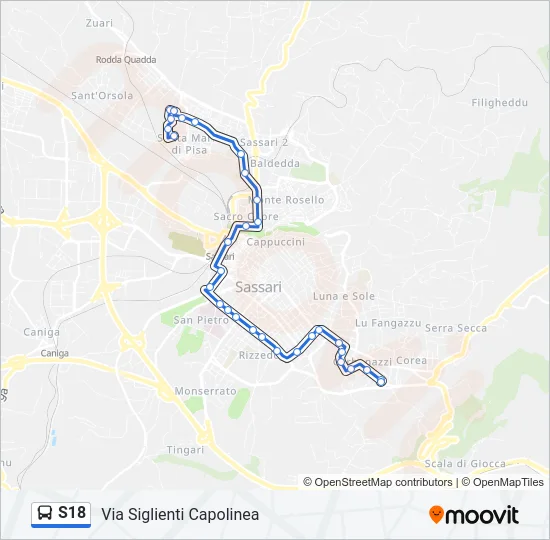 S18 Bus Line Map