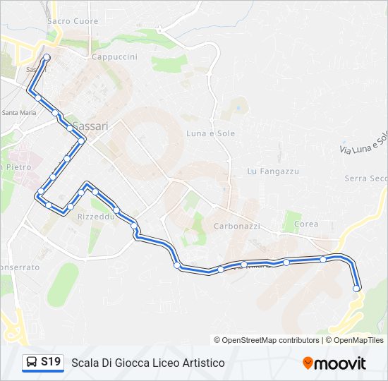 Percorso linea bus S19