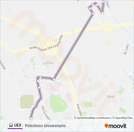 Percorso linea bus UEX